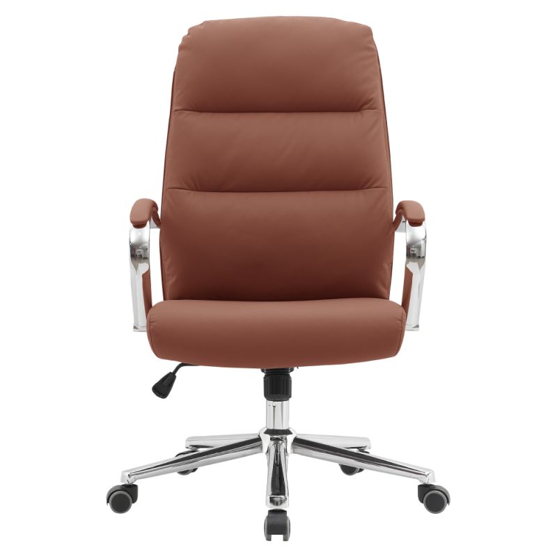 Pohodlné kancelárske kreslo, hnedá camel ekokoža, chróm
