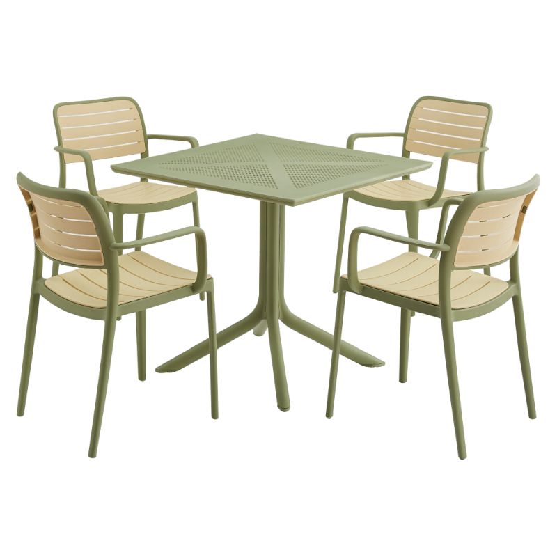 Záhradný stôl z plastu v zelenom farebnom prevedení