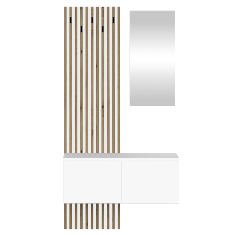 Štýlová predsieňová zostava, biela-dub artisan