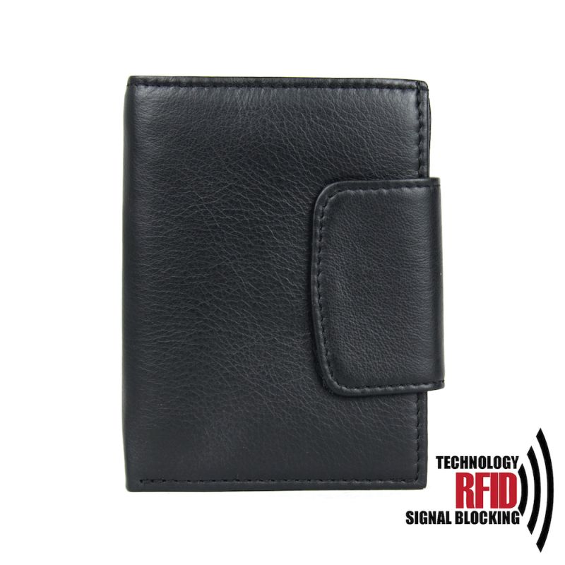 Ochranná RFID kožená peňaženka v čiernej farbe č.8211