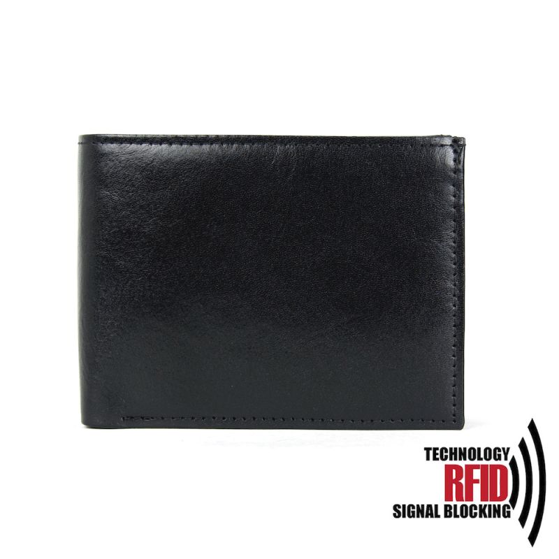 Ochranná RFID kožená peňaženka z pravej kože v čiernej farbe