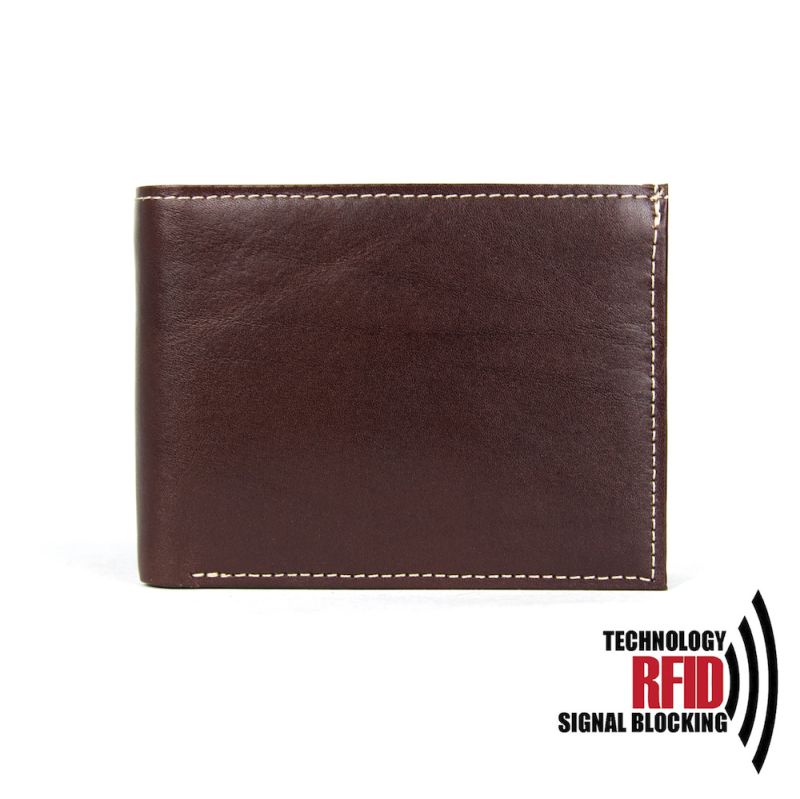 Ochranná RFID kožená peňaženka z pravej kože v tmavo hnedej farbe