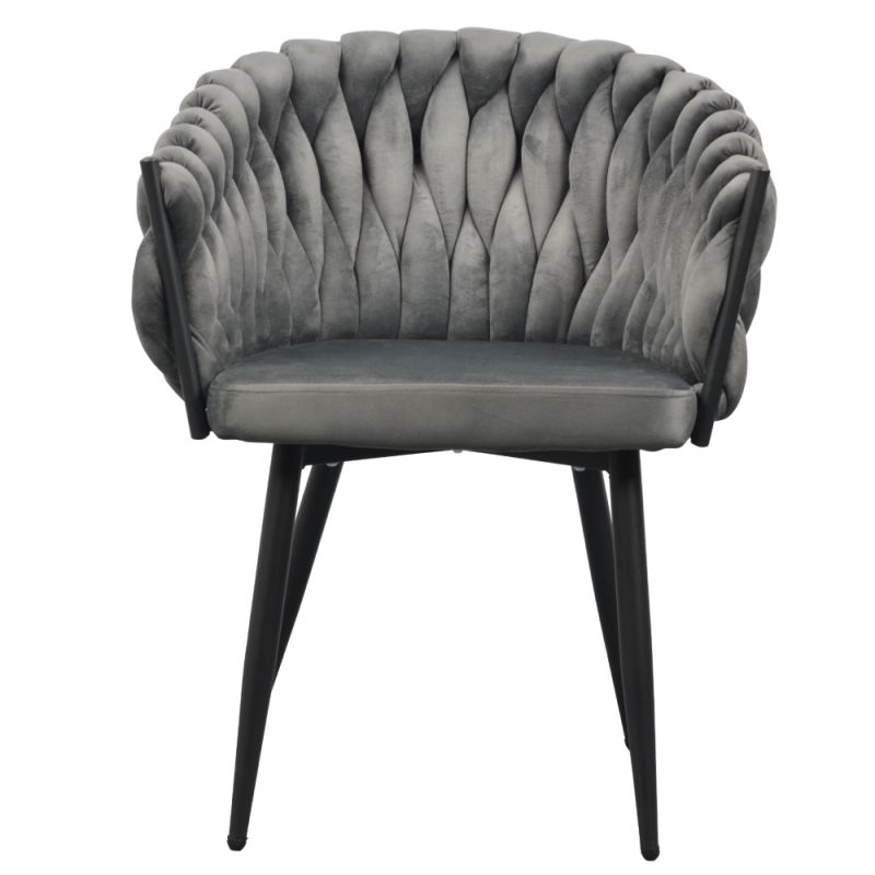 Komfortné jedálenské kreslo, tmavosivá Velvet látka-čierny kov