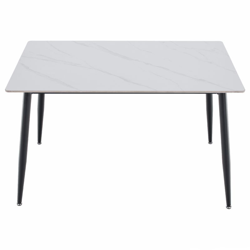 Jedálenský stôl, biely mramor-čierna, 121x71
