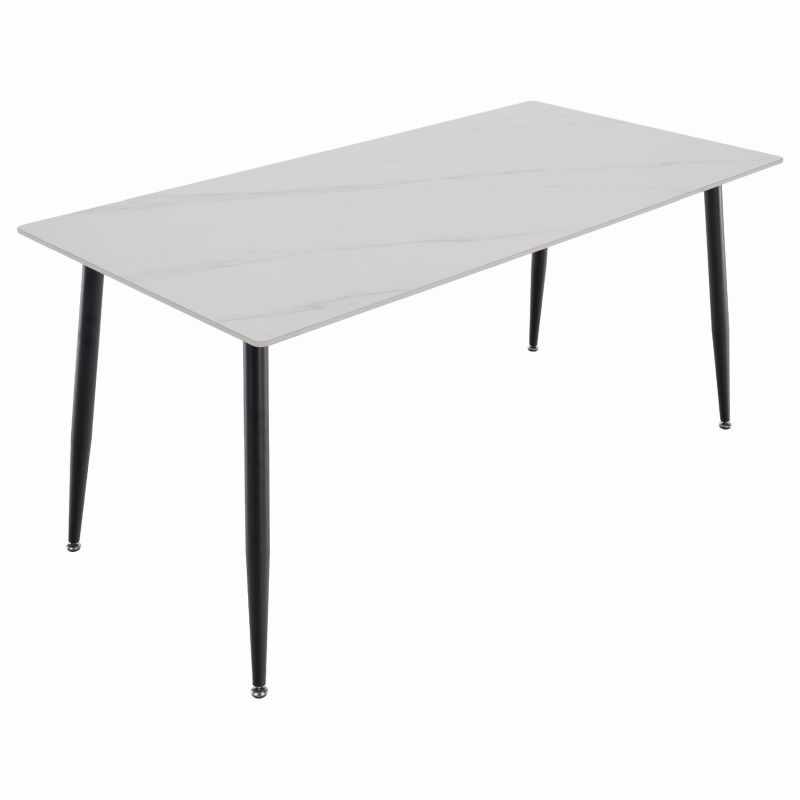 Jedálenský stôl, biely mramor-čierna, 160x80