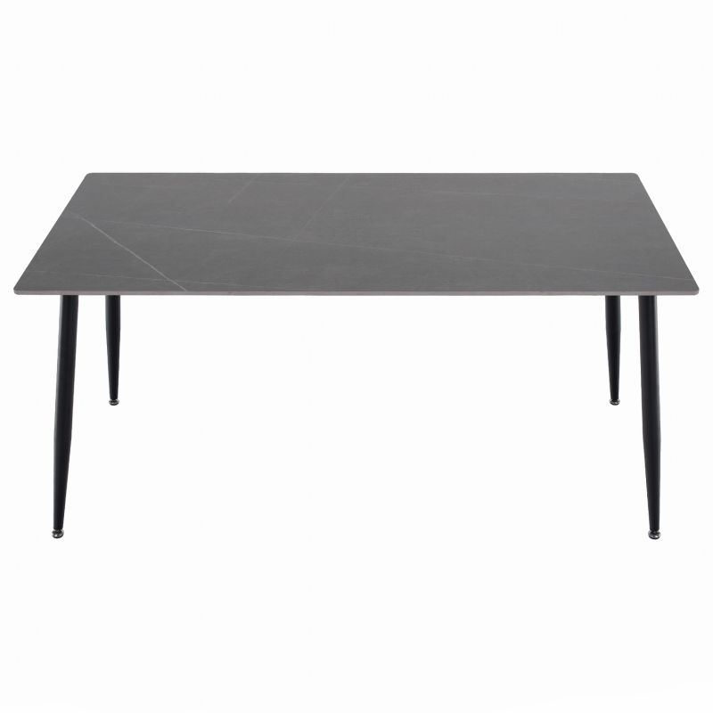 Jedálenský stôl, sivý mramor-čierna, 160x80