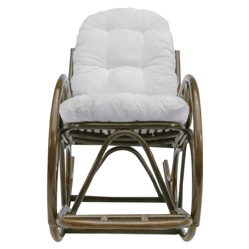 Hojdacie kreslo z prírodného ratanu, tmavohnedá-béžová