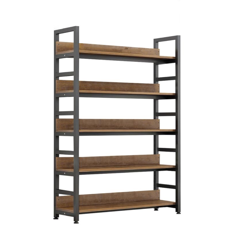 Praktický regál, 5 políc, dub tmavý-čierna