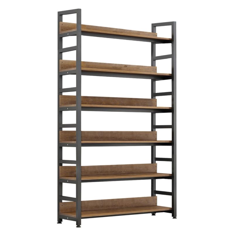 Praktický regál, 6 políc, dub tmavý-čierna