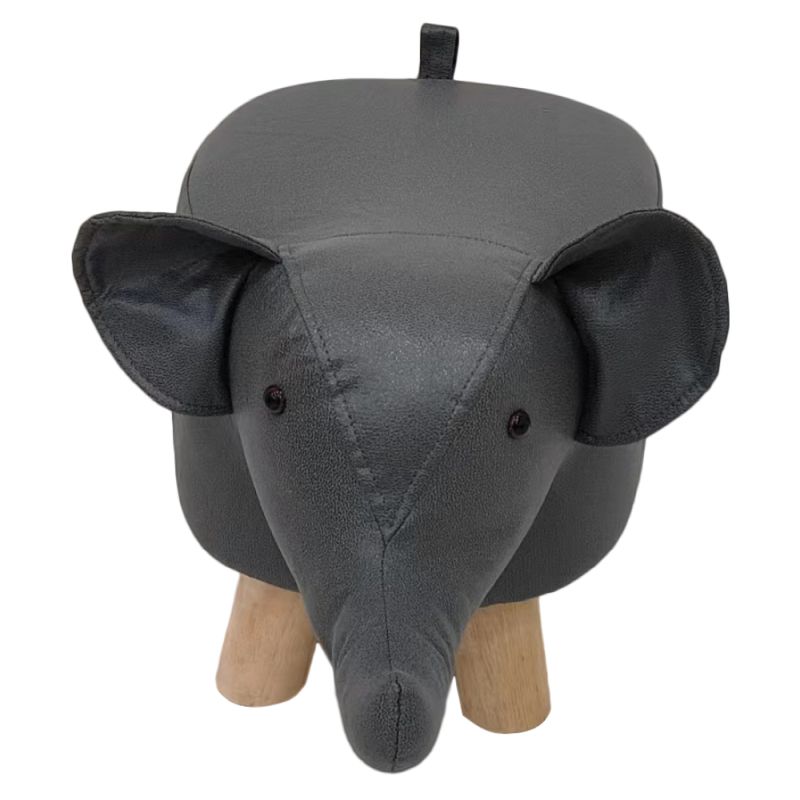 Taburet v tvare sloníka, sivá-prírodná