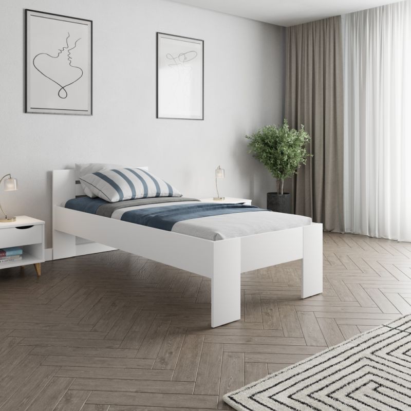 Posteľ z laminovanej DTD, 90x200, biela