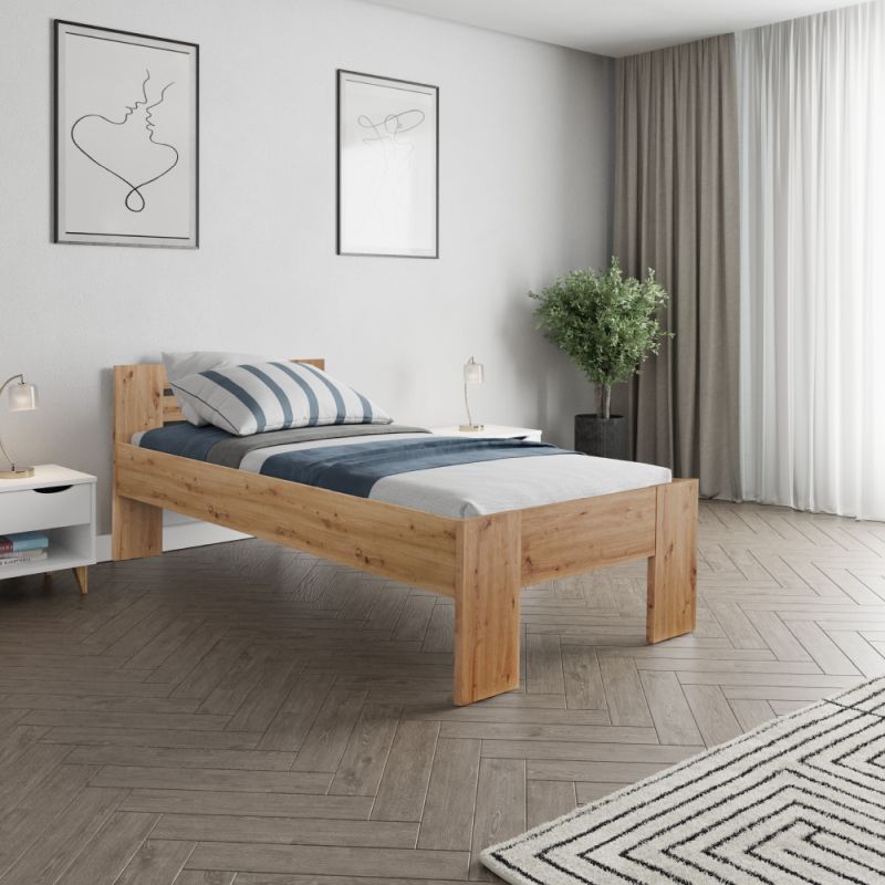 Posteľ z laminovanej DTD, 90x200, dub artisan