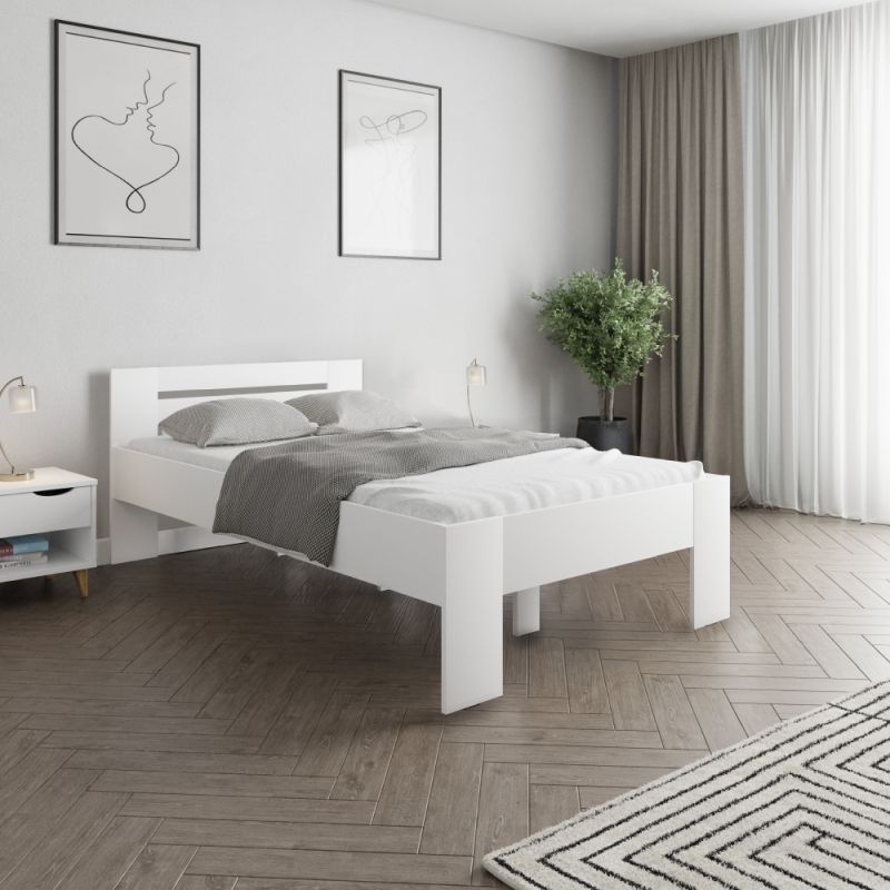 Posteľ z laminovanej DTD, 120x200, biela