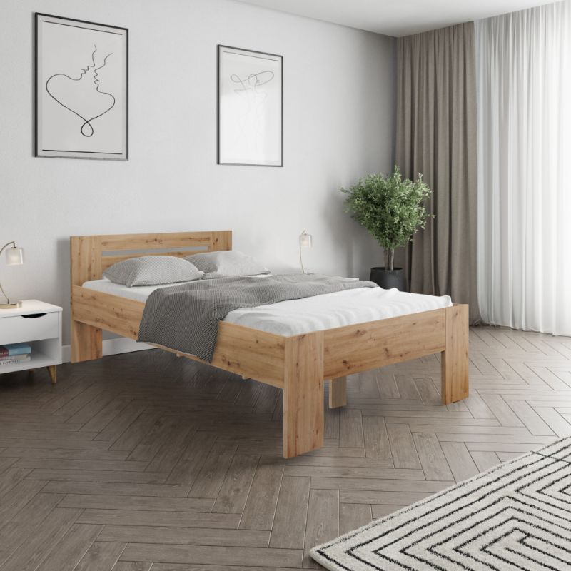 Posteľ z laminovanej DTD, 120x200, dub artisan