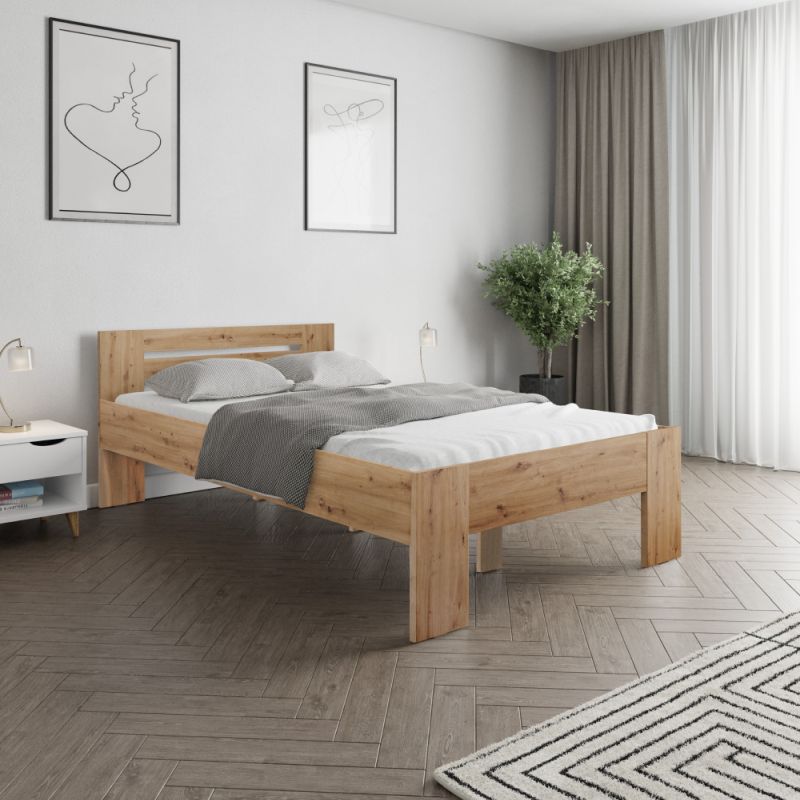 Posteľ z laminovanej DTD, 140x200, dub artisan