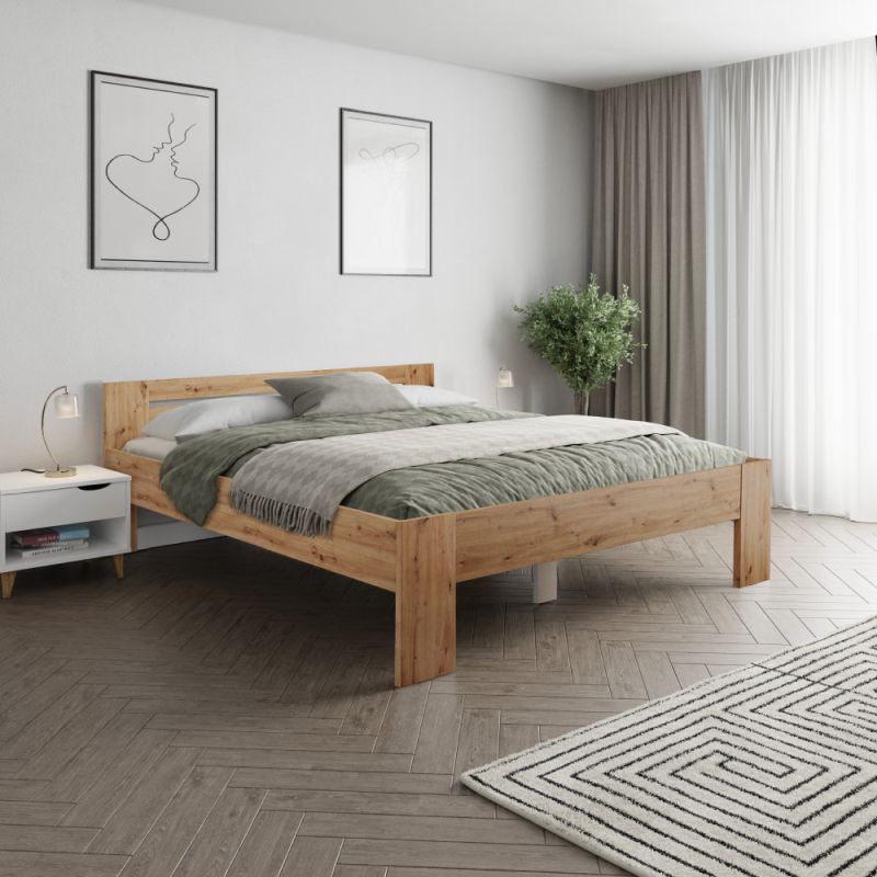 Posteľ z laminovanej DTD, 180x200, dub artisan