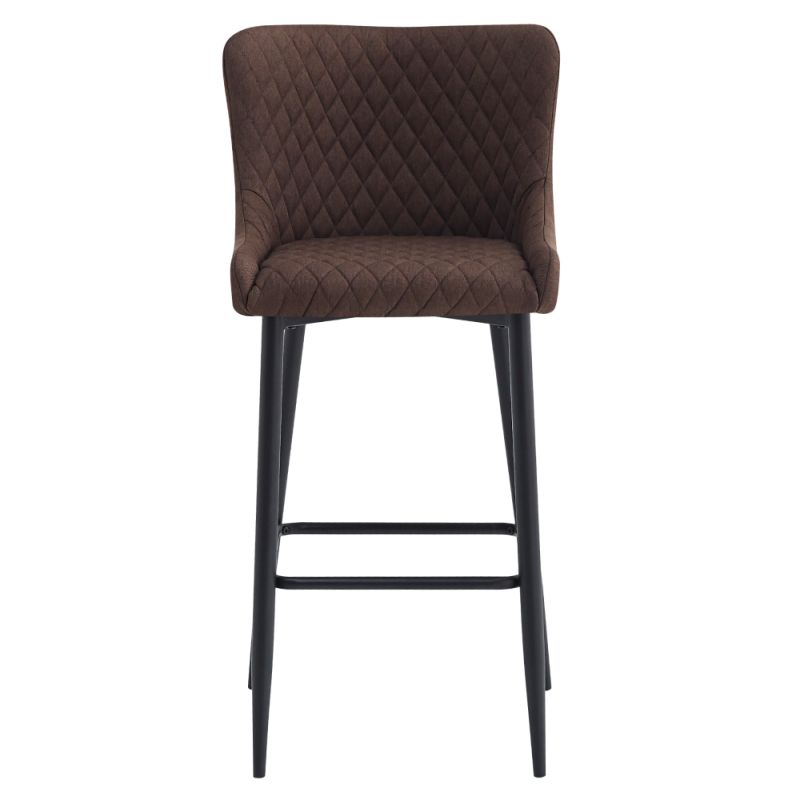 Dizajnová barová stolička čalúnená hnedou látkou