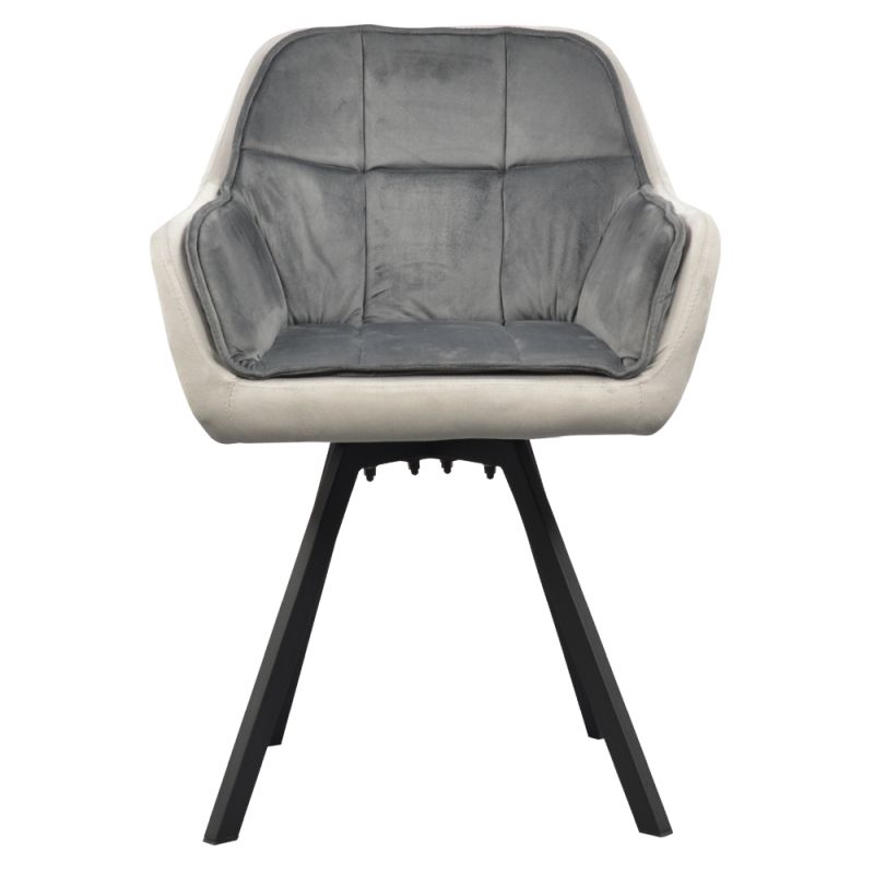 Otočné prešívané jedálenské kreslo, sivá Velvet látka