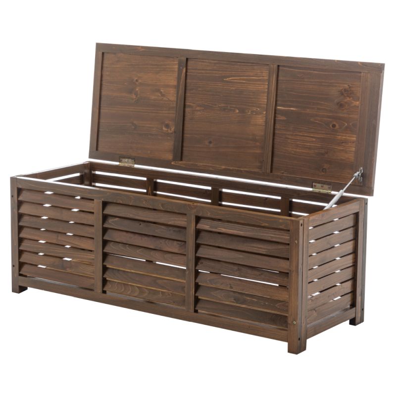 Záhradný úložný box z borovicového dreva v hnedom odtieni