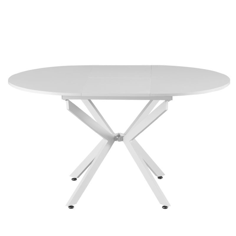 Okrúhly jedálenský rozkladací stôl, biela, 100-140 cm