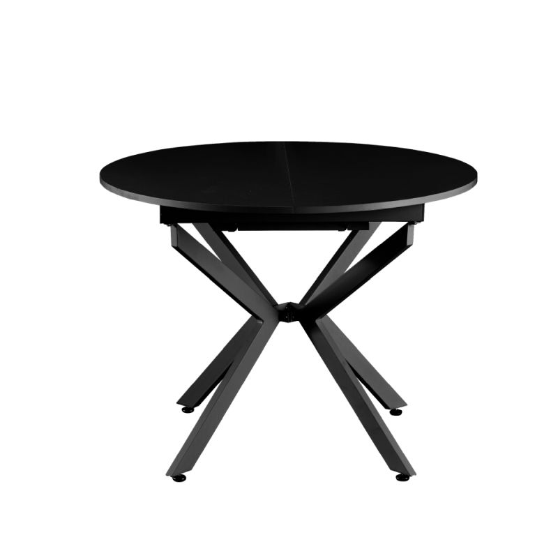Okrúhly jedálenský rozkladací stôl, čierna, 100-140 cm