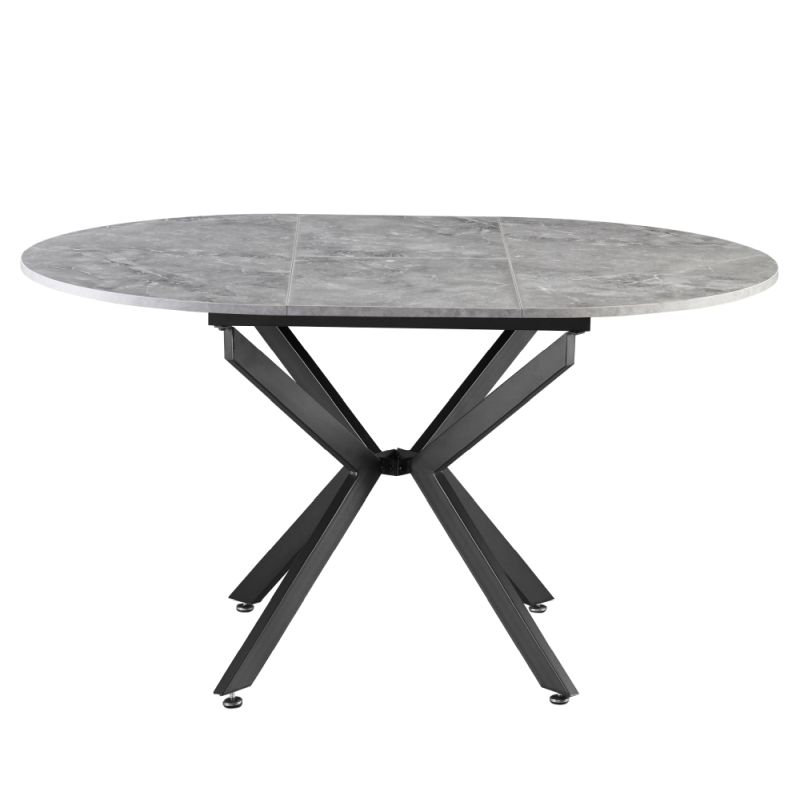 Okrúhly jedálenský rozkladací stôl, betón-čierna, 100-140 cm
