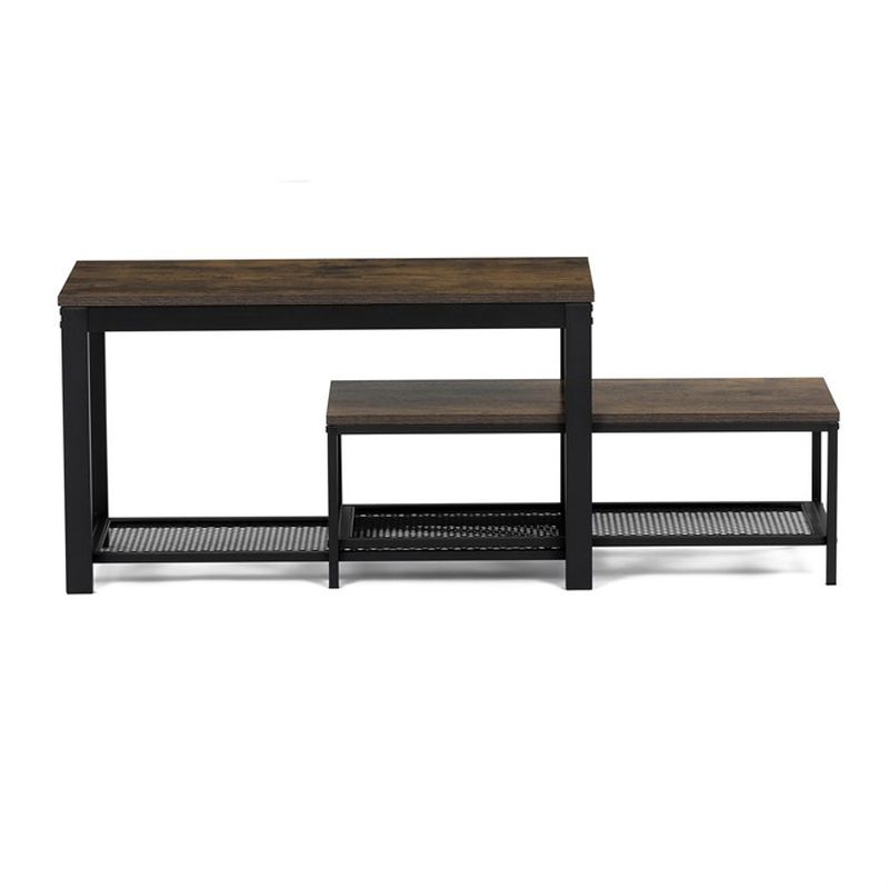 Botník čierny 2 police, MDF dekor staré drevo