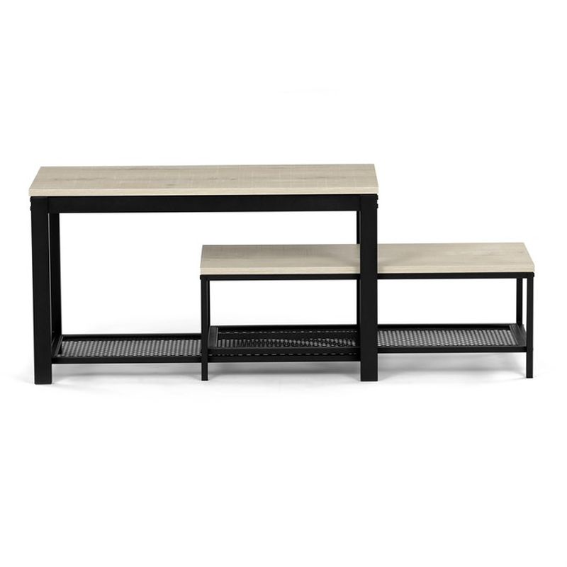 Botník čierny 2 police, MDF dekor dub sonoma