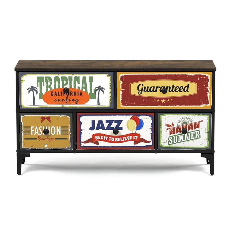 Retro komoda s 5 zásuvkami z netkanej textílie