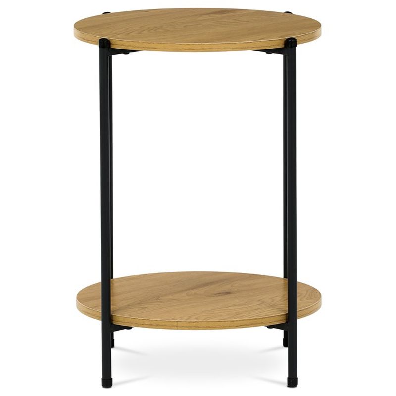 Príručný stolík z MDF dekor divoký dub, kov čierny lak