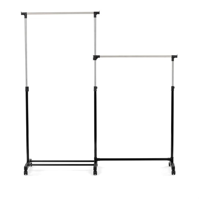 Stojan na šaty čierny, dvojramenný s kolieskami