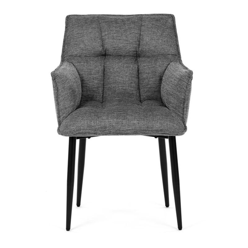 Štýlová jedálenská stolička, sivá vodoodpudivá látka, čierny matný lak