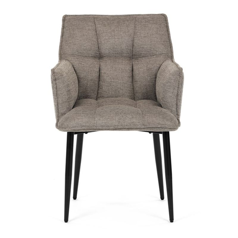 Štýlová jedálenská stolička, svetlohnedá vodoodpudivá látka, čierny matný lak