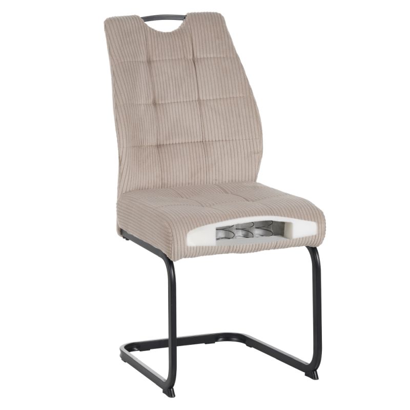 Elegantná jedálenská stolička s menčestrovým vzhľadom v odtieni hnedosivá Taupe