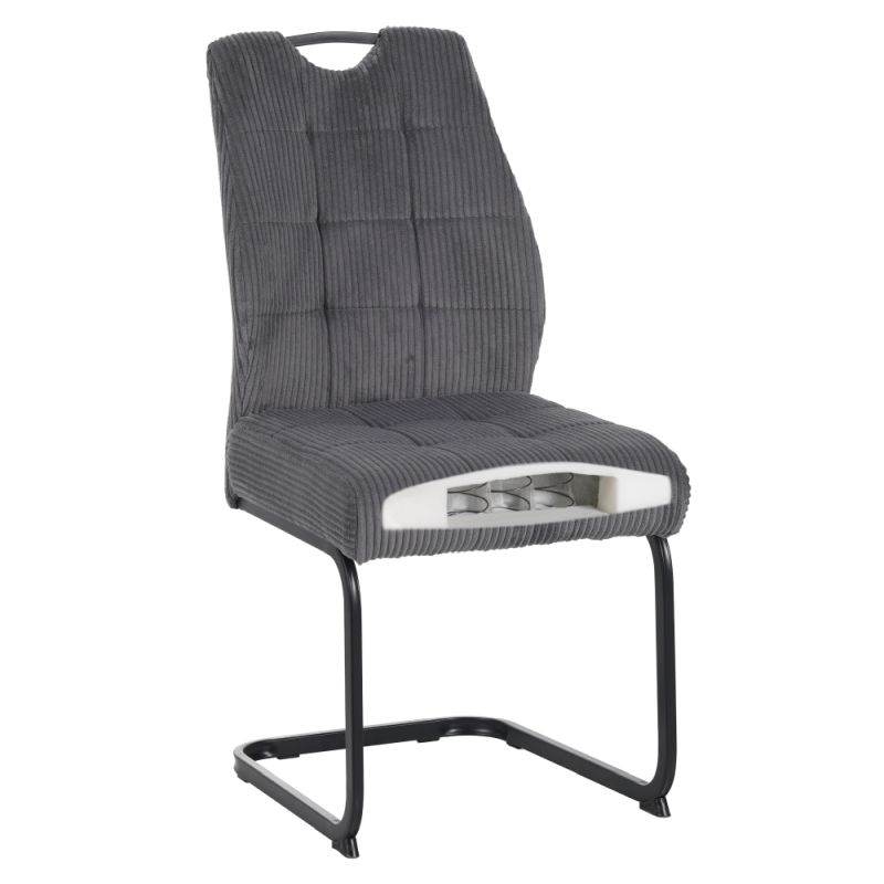 Elegantná jedálenská stolička s menčestrovým vzhľadom v odtieni sivá