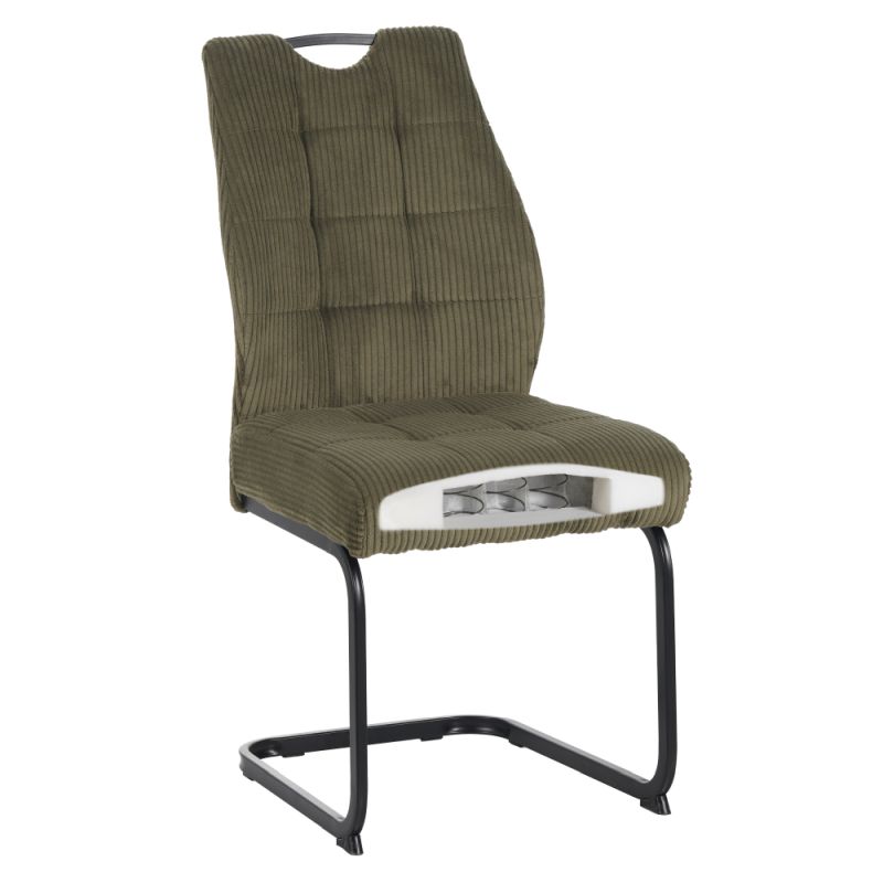 Elegantná jedálenská stolička s menčestrovým vzhľadom v odtieni zelená