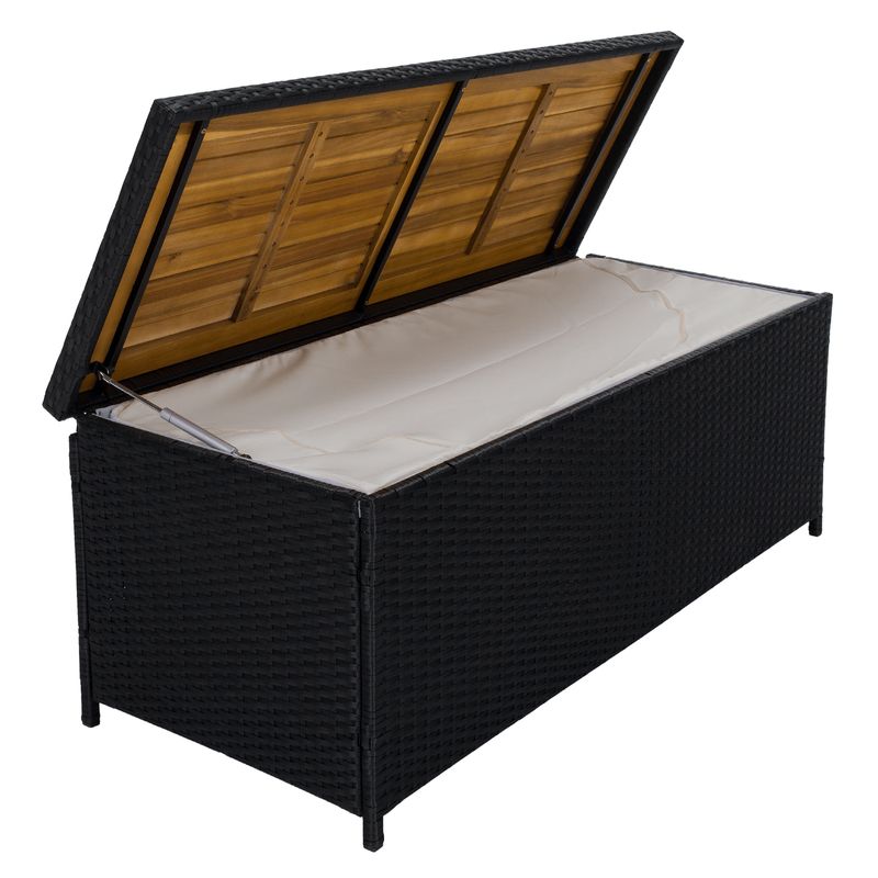 Multifunkčný záhradný úložný box-lavica, čierna-prírodná-krémová