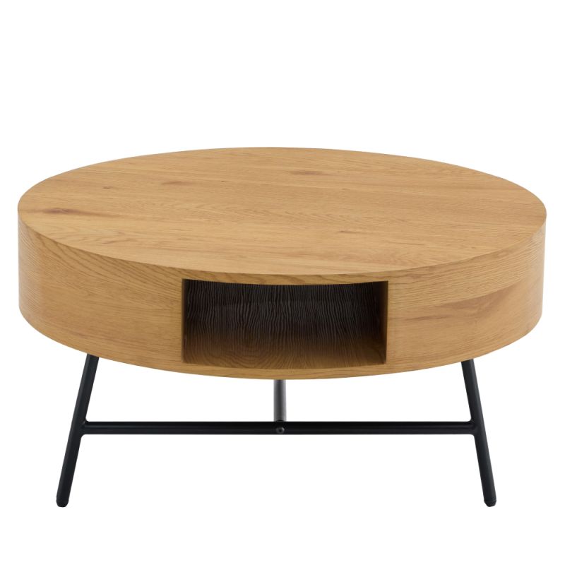 Okrúhly konferenčný stolík v industriálnom štýle, dub-čierna