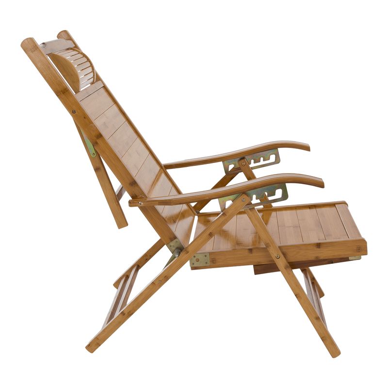 Záhradné polohovacie kreslo-ležadlo, prírodná, bambus