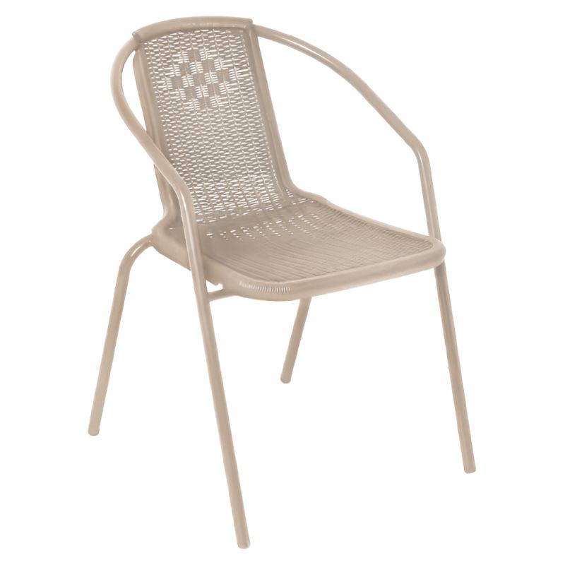 Záhradná stohovateľná stolička, oceľ-plast, champagne