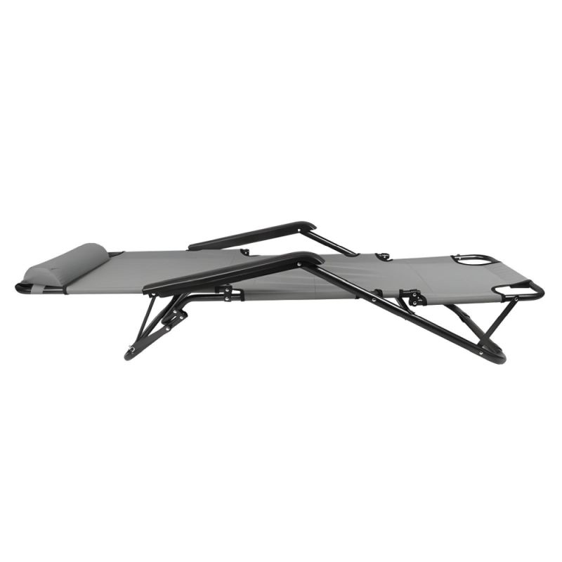 Záhradné skladacie polohovacie kreslo, sivé