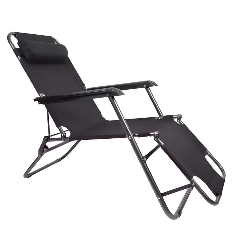 Záhradné skladacie polohovacie kreslo, čierne