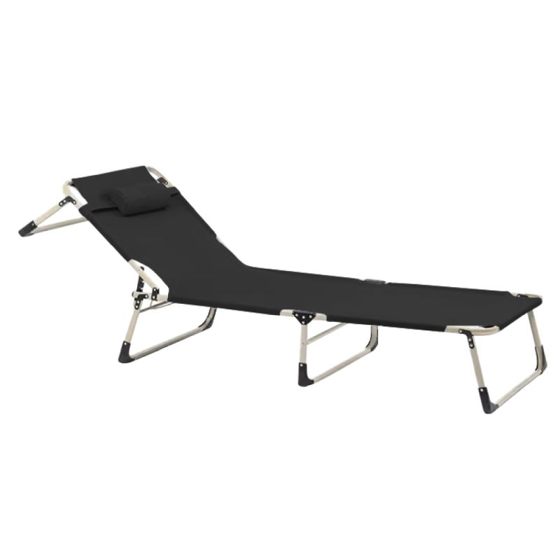 Záhradné lehátko, čierna-béžová