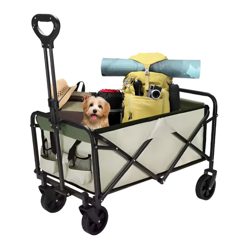 Záhradný vozík, skladací, béžový-zelený-čierny