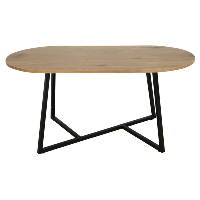 Oválny elegantný konferenčný stolík, dub-čierna