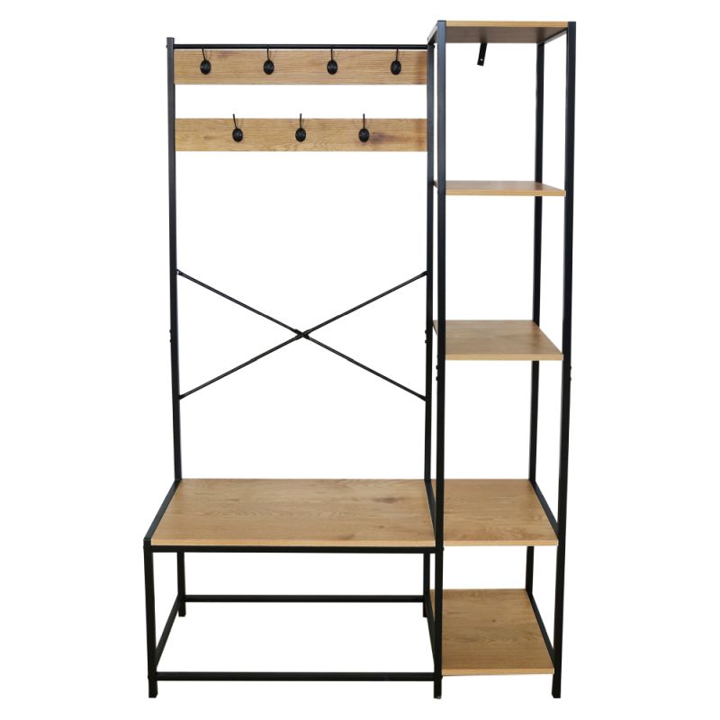 Vešiak s regálom, čierna-dub