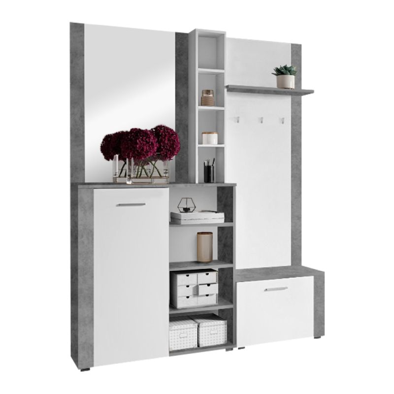 Praktická predsieňová zostava z DTD v prevedení biela-betón