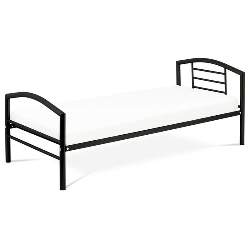 Posteľ jednolôžková 90x200 cm, kovová v čiernom lesku