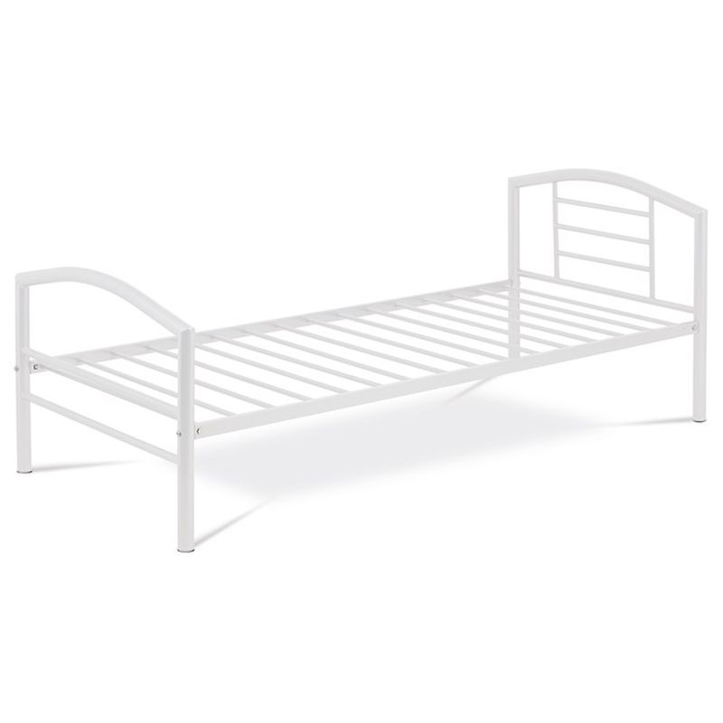 Posteľ jednolôžková 90x200 cm, kovová v bielom lesku