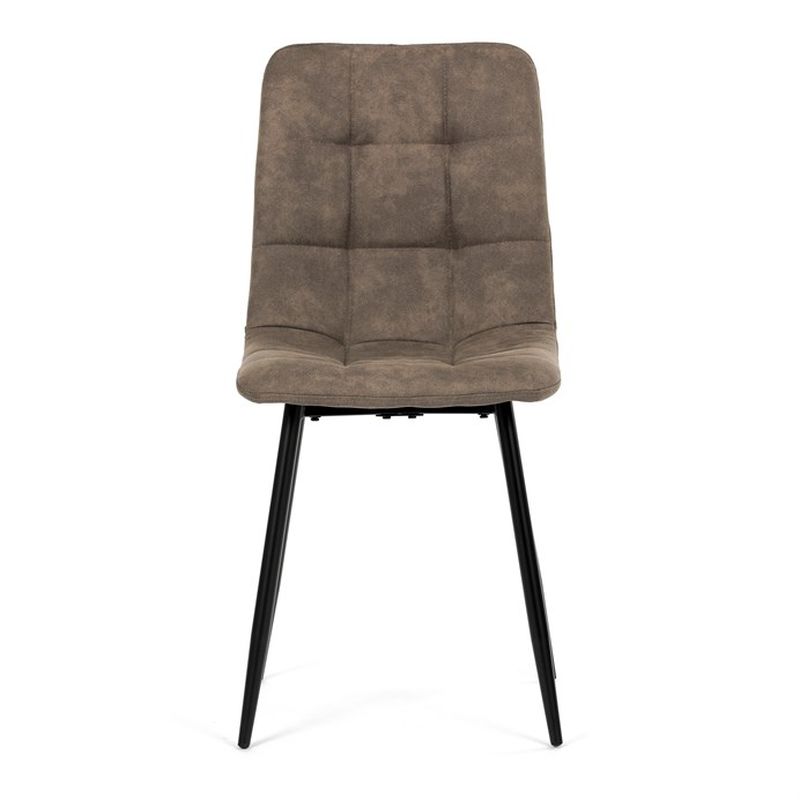 Jedálenská minimalistická stolička v industriálnom štýle, hnedá vintage látka